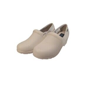 Womens Authentic Cherokee Workwear White Leather Clogs Size 8.5